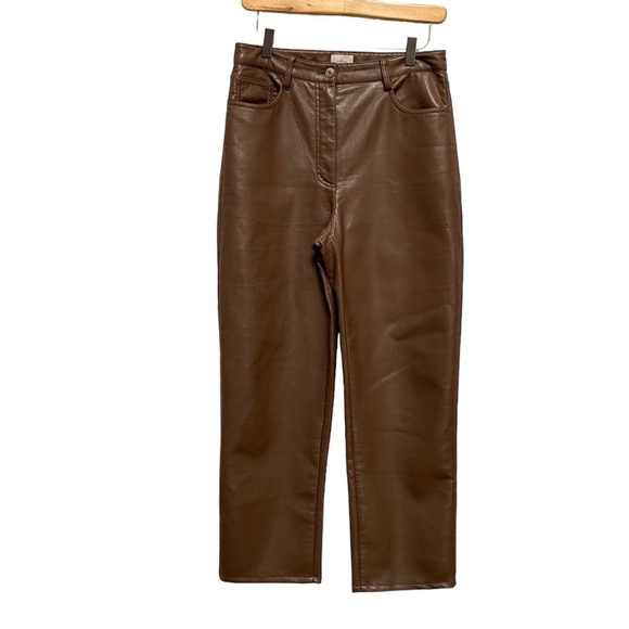 ❗️SOLD❗️ARITZIA Wilfred Brown Melina Faux Leather Cropped Pants Size 8 - Picture 4 of 9